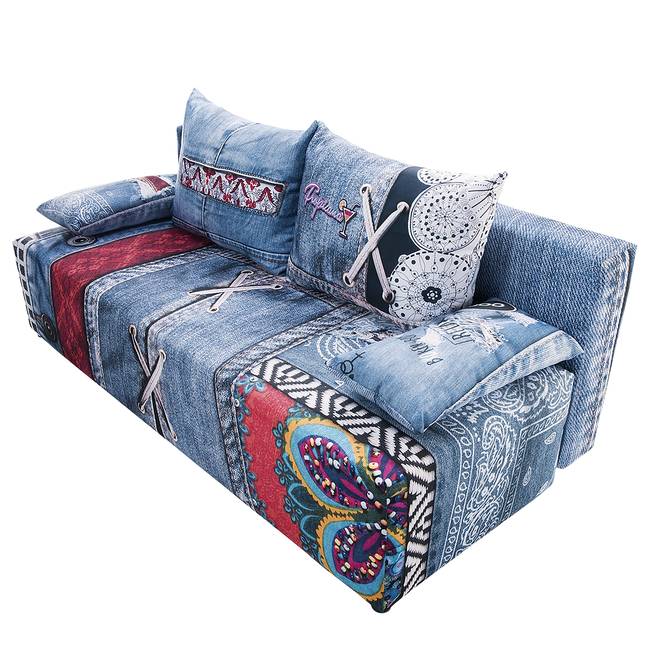 Schlafsofa Gabun Rot/Blau/Blau/Rot Flachgewebe 193 x 88 x 91cm Keine Unterfederung Modern