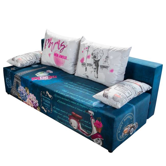 Schlafsofa Gabun Blau/Weiß/Blau/Weiß Flachgewebe 193 x 88 x 91cm Keine Unterfederung Modern