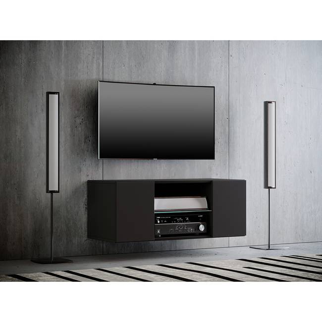 TV-Lowboard Jusa Spanplatte, beschichtet Schwarz/Schwarz 95cm