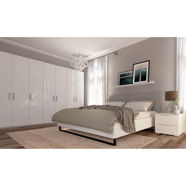 Drehtürenschrank pure gloss 315 x 222cm Weiß/Hochglanz Weiß/Seidengrau
