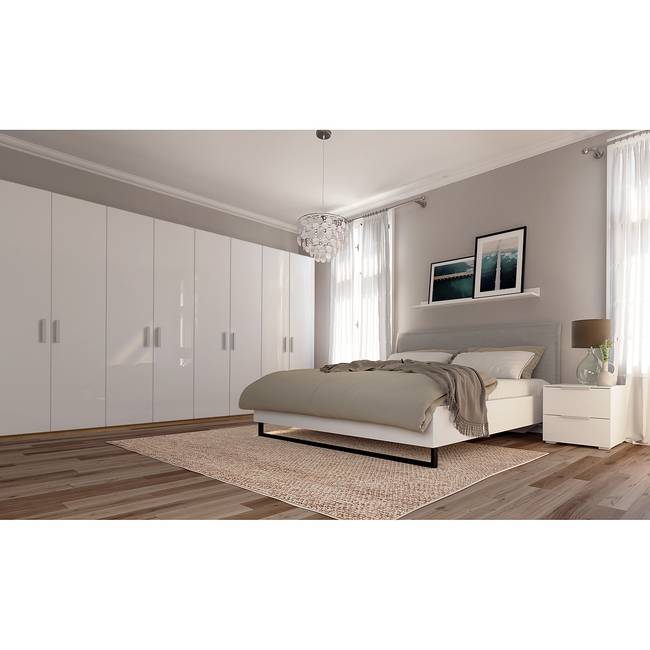 Drehtürenschrank pure gloss 360 x 236cm Weiß/Hochglanz Weiß/Eiche Artisan Dekor