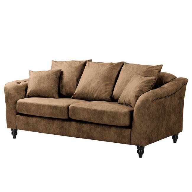 Sofa Lovis 3-Sitzer Braun Microfaser Rica 201 x 90 x 95cm Glamour