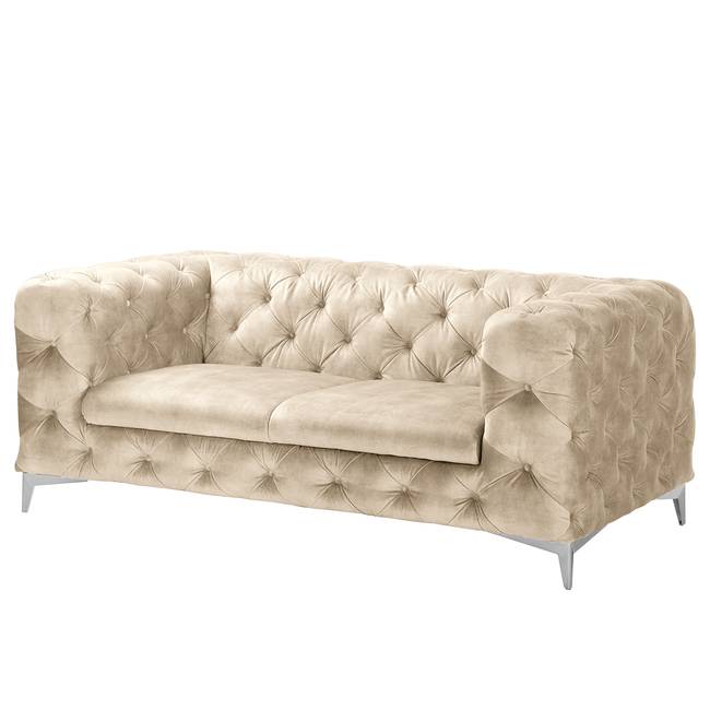Sofa Merlin 2-Sitzer Beige Samt Tomi 188 x 76 x 97cm Glamour