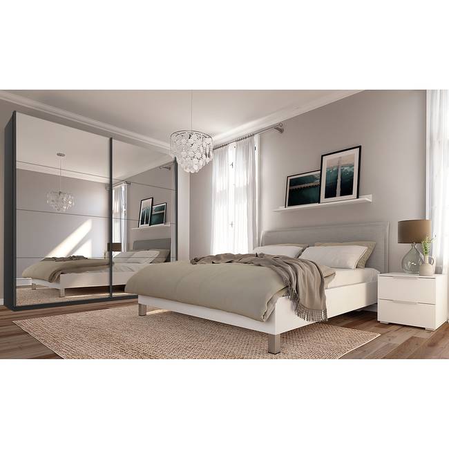 Schwebetürenschrank reflect 225 x 222cm Grau/Graphit 2 Türen