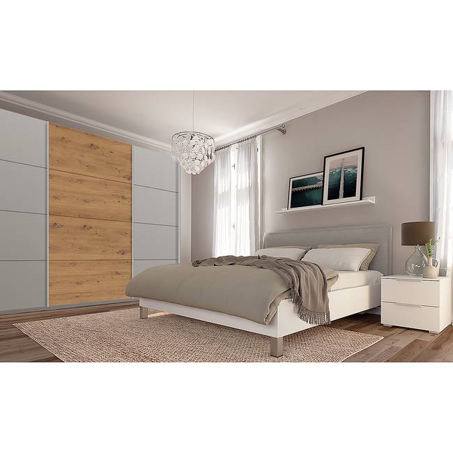 Schwebetürenschrank pure artisan 270 x 222cm Grau/Seidengrau/Eiche Artisan Dekor 3 Türen