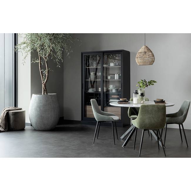 Vitrinenschrank Bomba 125 x 200 x 47cm Schwarz