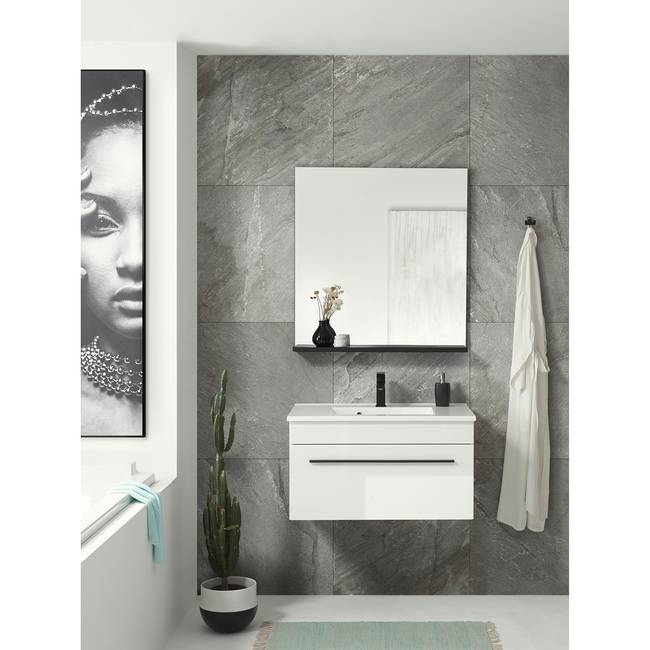 Spiegel Farson I 80 x 85 x 12cm Schwarz Spanplatte, foliert 80 x 85 x 12cm Hochglanz Weiß