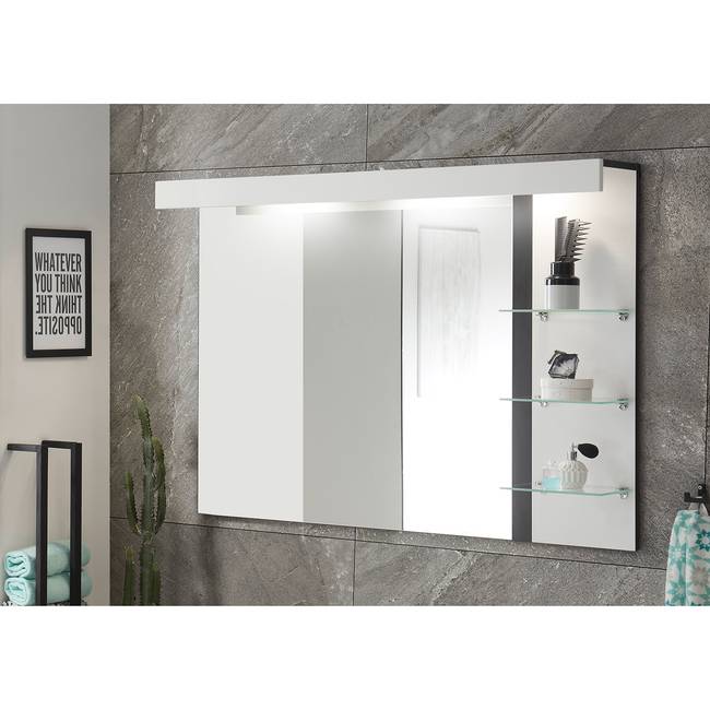 Beleuchteter Spiegel II 120 x 85 x 20cm Weiß Korpus: Spanplatte, foliert Ablagen: Glas 120 x 85 x 20cm