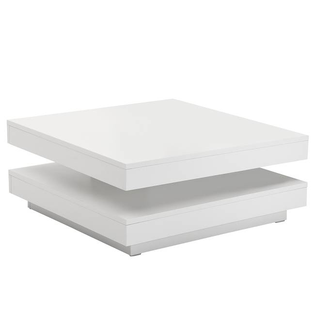 Drehbarer Couchtisch Cutato 78 x 34 x 78cm Weiß/Weiß