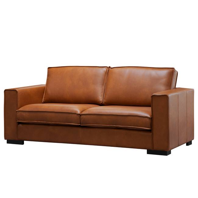 Sofa Locana 2-Sitzer Braun Echtleder Bulle 160 x 87 x 94cm Modern