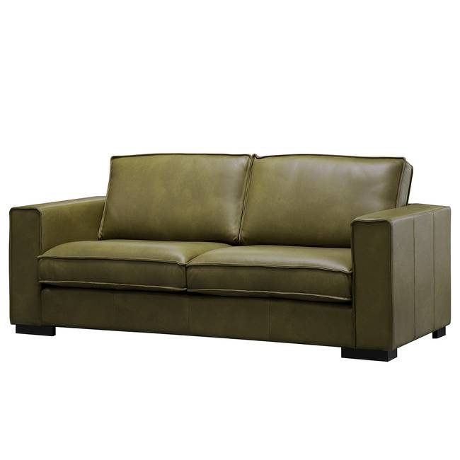 Sofa Locana 2-Sitzer Grün Echtleder Bulle 160 x 87 x 94cm Modern