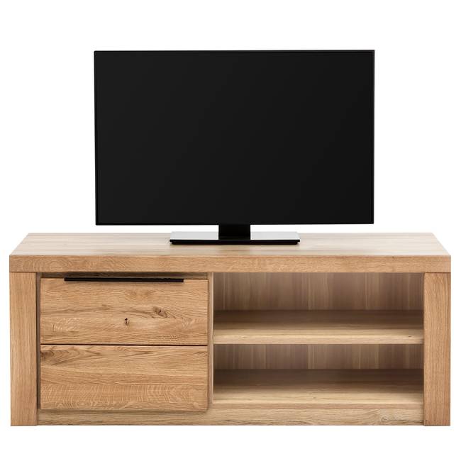 TV-Lowboard I Front: Massivolz Eiche, geölt Korpus: Spanplatte, geölt Braun/Eiche 130 x 51 x 54cm