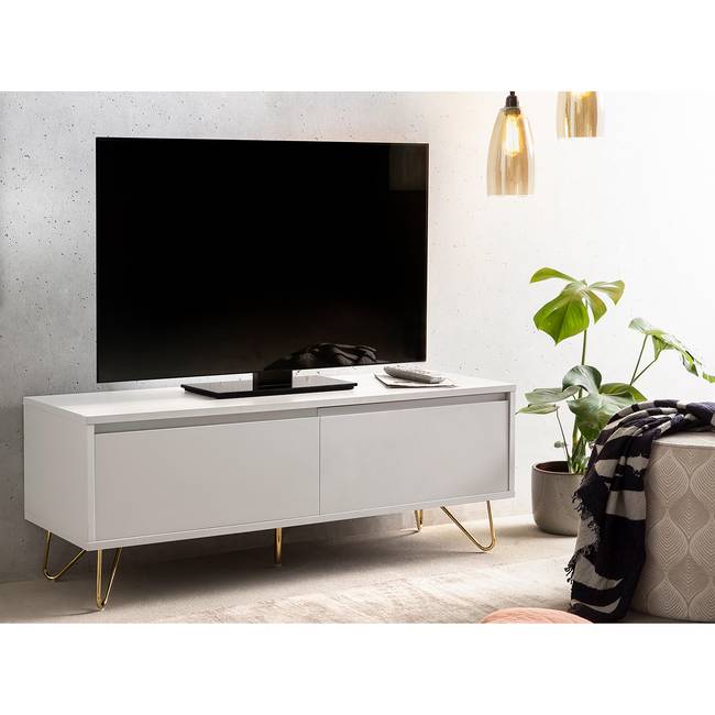 TV-Lowboard MDF Mitteldichte Holzfaserplatte , lackiert Weiß/Weiß 120 x 45 x 40cm