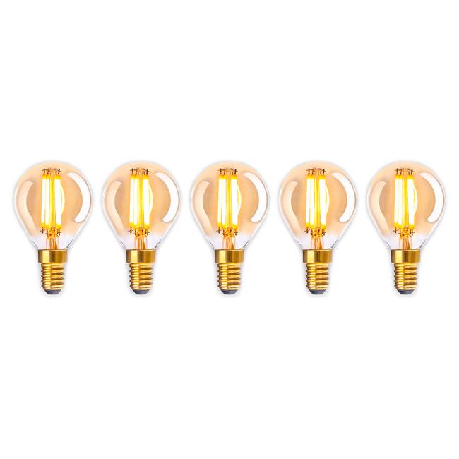 LED-Leuchtmittel Wales 5er-Set Ø 4cm Gold/Durchsichtig
