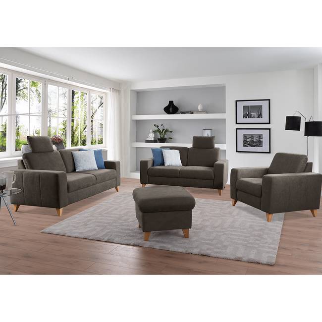 Sofa Gothem 2-Sitzer Grau Webstoff Palila 173 x 88 x 88cm Modern