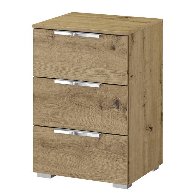 Nachtkommode x3 40cm Braun/Eiche Artisan Dekor Chrom