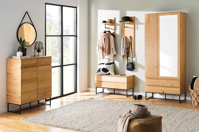 Garderobenbank 90 x 48 x 35cm Braun/Eiche