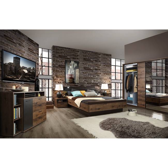 Nachtkommode Jördis 52 x 41 x 41cm Braun/Schlammeiche Dekor