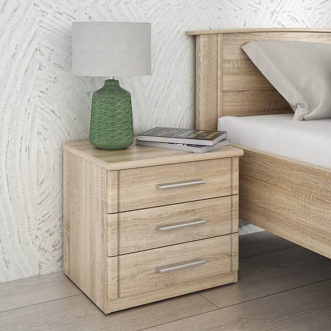 Nachtkommode Janem 45 x 46 x 35cm Beige/Eiche Sonoma Dekor