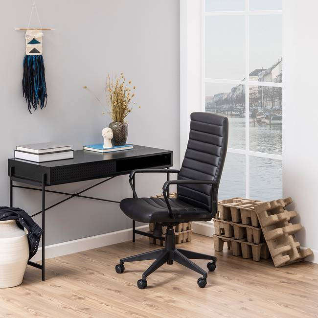 Schreibtisch Crandon 110 x 75 x 50cm Schwarz/Schwarz