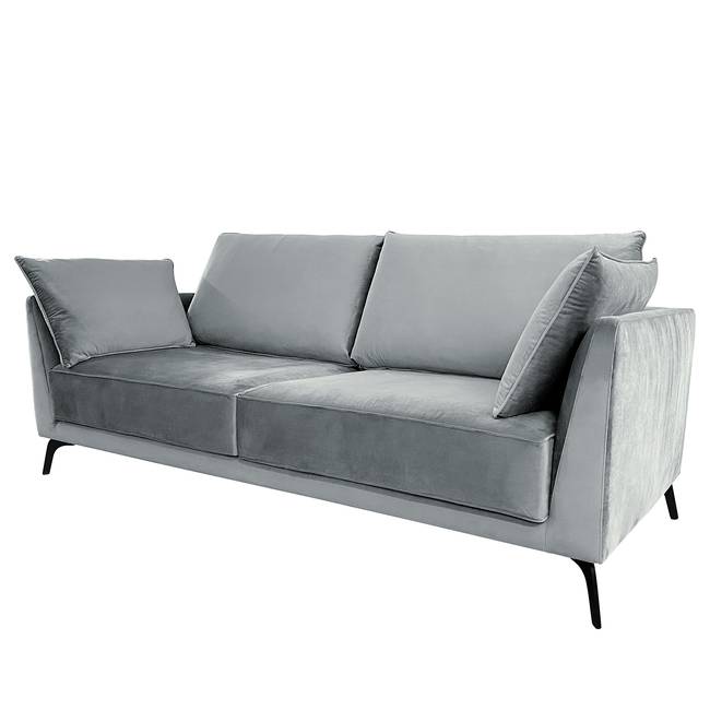 Sofa Gobabis 3-Sitzer Silber Samt Ravi 220 x 88 x 98cm Skandi