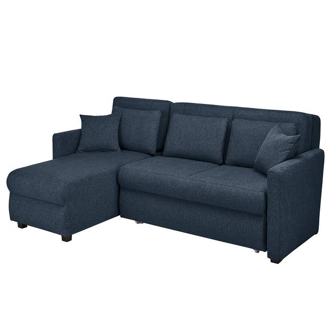 Ecksofa Orna Blau Flachgewebe Alma 207 x 90 x 105cm Longchair davorstehend links Modern