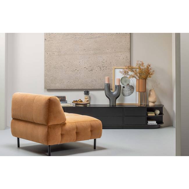 TV-Lowboard Massivholz Kiefer, lackiert Schwarz 78 x 40 x 40cm Schublade links