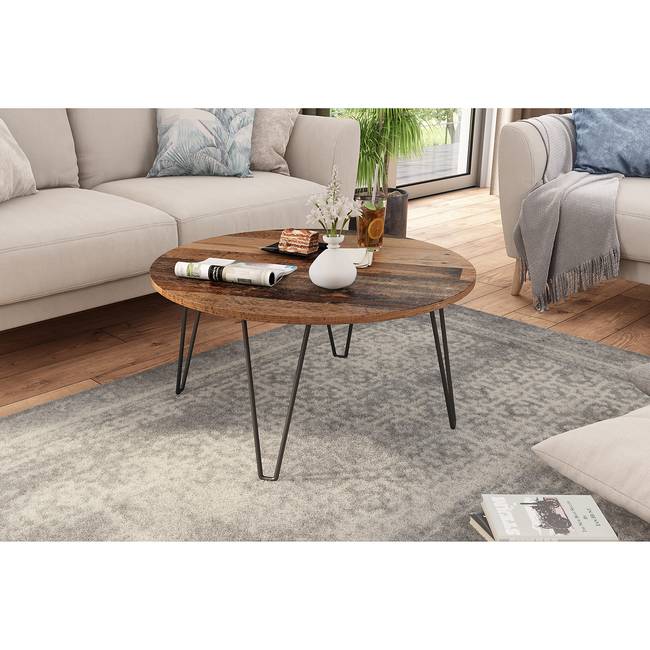 Couchtisch Osorno II Ø 80cm Braun/Altholz Dekor