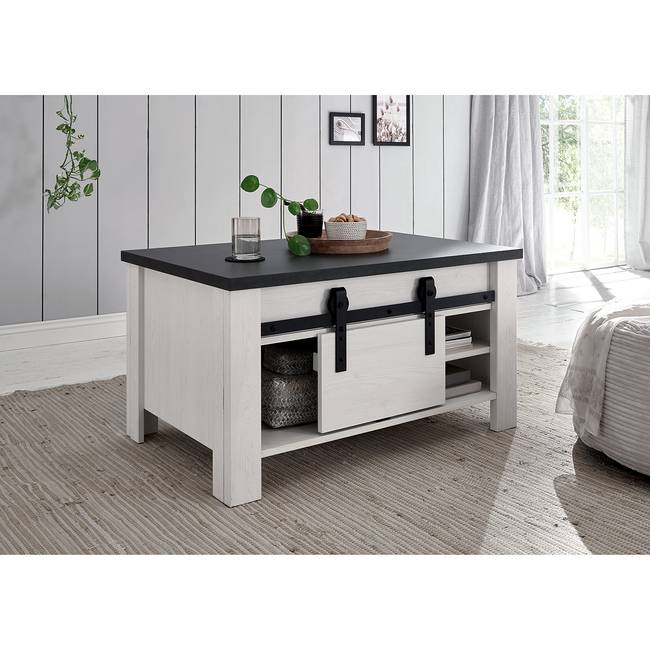 Couchtisch 93 x 51 x 60cm Weiß/Pinie Weiß Dekor