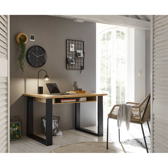 Schreibtisch 125 x 76 x 60cm Braun/Eiche Dekor