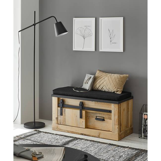 Garderobenbank II 93 x 51 x 43cm Braun/Eiche Dekor