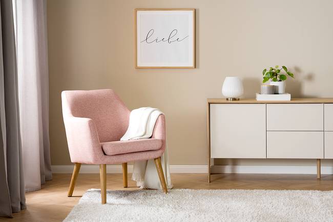 Loungesessel Pink/Rosa Webstoff Stefka 66 x 80 x 68cm