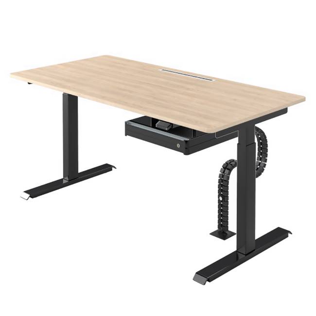 Schreibtisch Warnes II 160cm Beige/Eiche Dekor/Schwarz