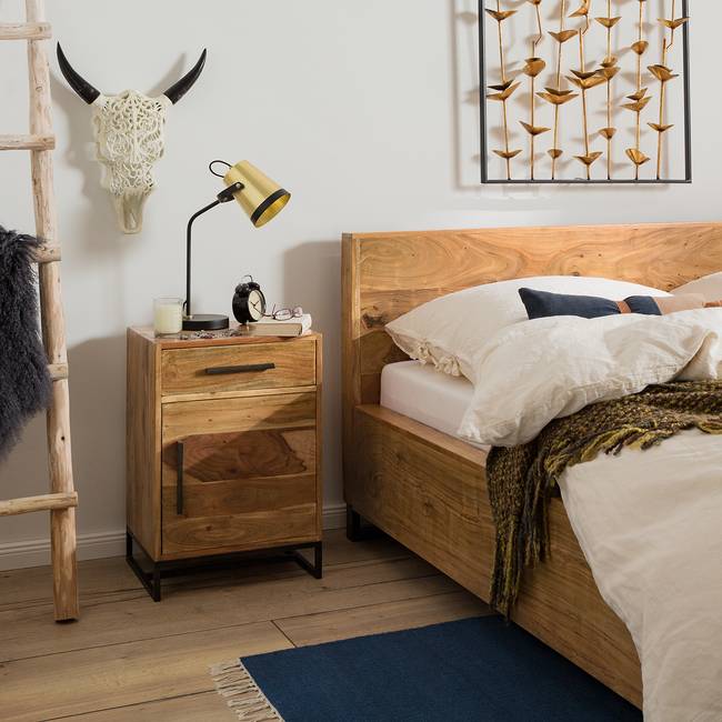 Nachtkommode 45 x 65 x 35cm Braun/Akazie