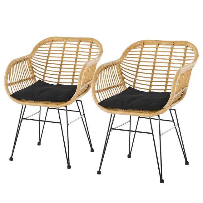 Armlehnstuhl Keleo 2er-Set 56 x 80 x 59cm Braun/Beige/Schwarz