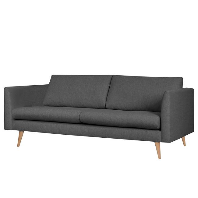 3-Sitzer Sofa Kayena Grau Webstoff Inas 202 x 78 x 93cm Buche Hell Modern