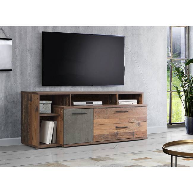 TV-Lowboard Jördis Spanplatte, foliert Braun/Altholz Dekor 153 x 60 x 41cm