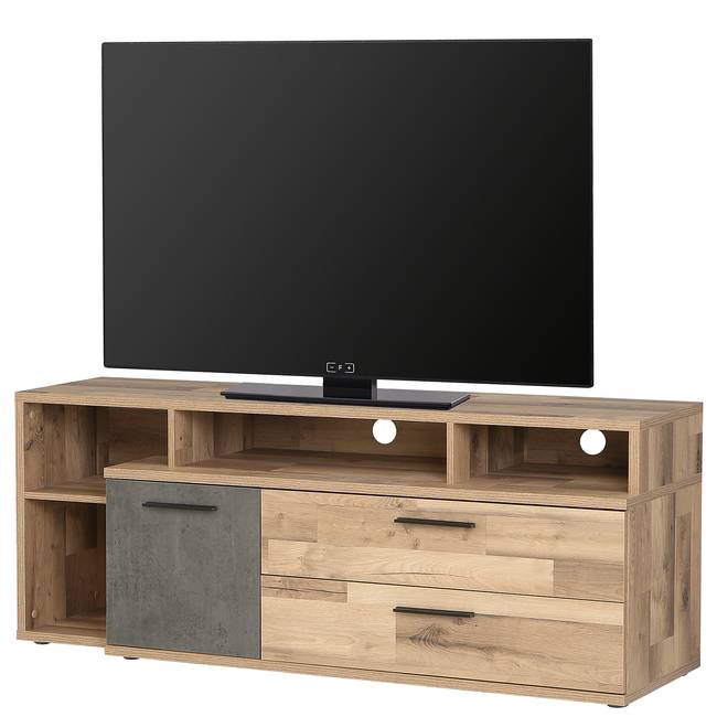 TV-Lowboard Jördis Spanplatte, foliert Braun/Eiche Dekor 153 x 60 x 41cm