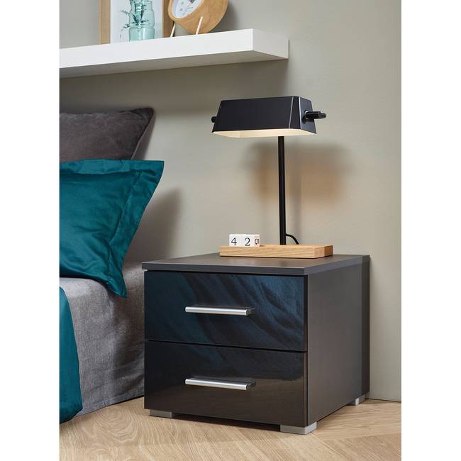 Nachtkommode I 36cm Grau/Hochglanz Grau