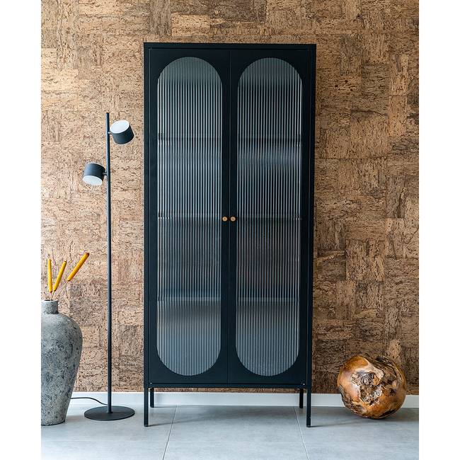 Vitrinenschrank Adela 80 x 180 x 35cm Schwarz