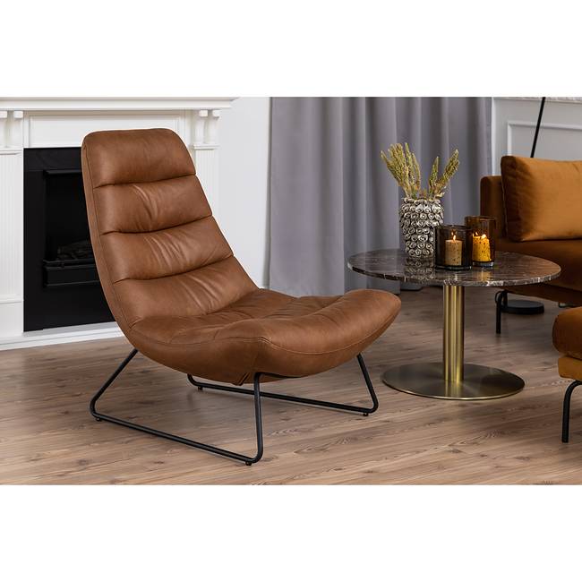 Loungesessel Braun/Cognac Mischgewebe 83 x 97 x 93cm