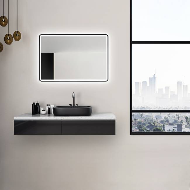 Spiegel 80 x 60cm Beige/Schwarz Korpus: hochwertiger Aluminiumkorpus Spiegelglas 80 x 60cm