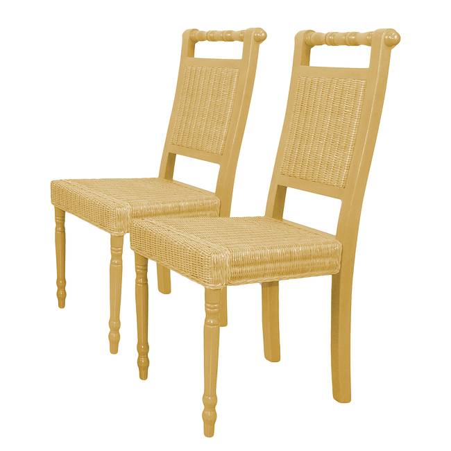 Rattanstuhl Blaimont 2er-Set 46 x 96 x 54cm Beige