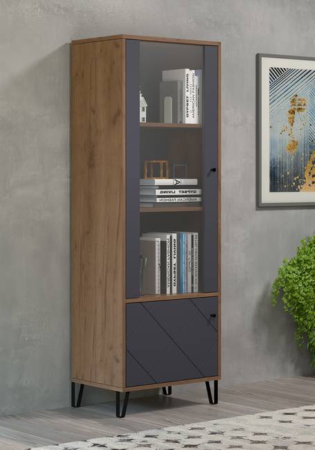 Vitrinenschrank Montez 63 x 172 x 40cm Braun