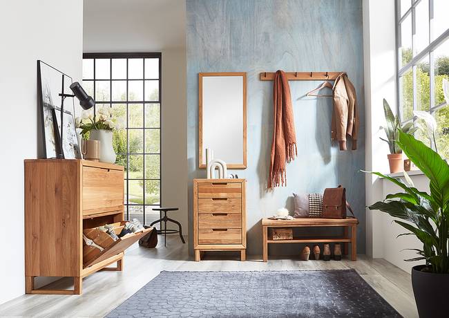 Massive Garderobenbank Verwood 100 cm 90 x 39 x 45cm Braun