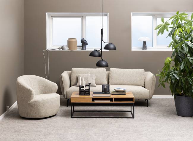 Loungesessel Beige/Beige Bouclé Stoff Moena 80 x 77 x 80cm