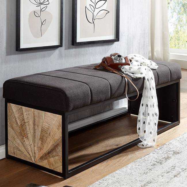 Garderobenbank Caserta 105 x 40 x 40cm Schwarz