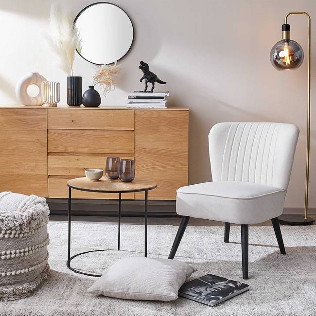 Cocktailsessel Beige/Beige Bezug: 100% Polyester, Beine: Kiefernholz 61 x 80 x 65cm