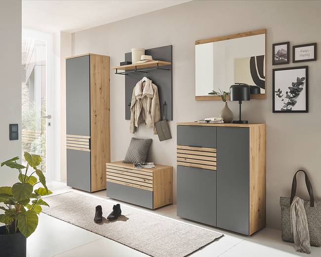 Garderobenbank 85 x 45 x 38cm Braun/Grau