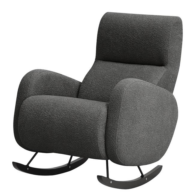 Schaukelsessel Vains Grau Bouclé Stoff Basima 78 x 104 x 93cm